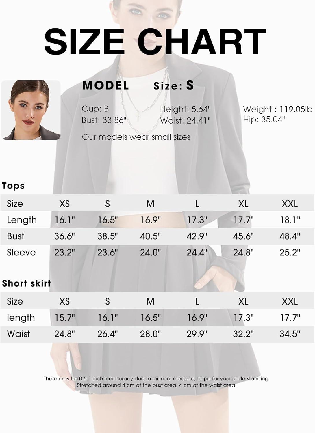 imageEXLURA Womens Long Sleeve Blazer Suit Sets with Pleated Mini Skirt Fall 2 Piece Outfits Trendy Y2K Fashion ClothesDark Grey