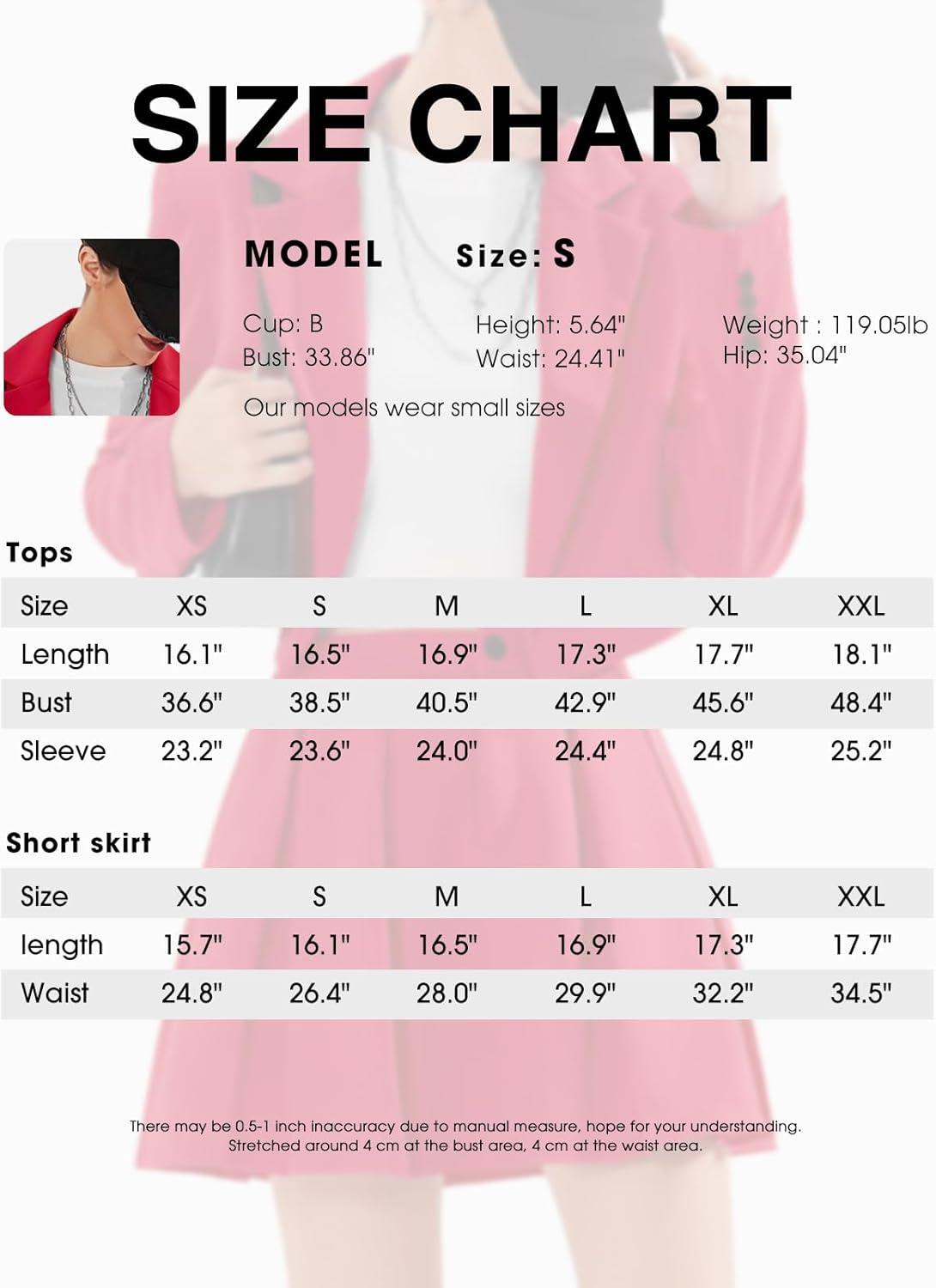 imageEXLURA Womens Long Sleeve Blazer Suit Sets with Pleated Mini Skirt Fall 2 Piece Outfits Trendy Y2K Fashion ClothesRed