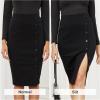 imageByinns Womens 2025 High Waist Pencil Skirt Button Slit Work Skirts Plaid Business Bodycon Midi Skirt Knee LengthBlack