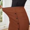 imageByinns Womens 2025 High Waist Pencil Skirt Button Slit Work Skirts Plaid Business Bodycon Midi Skirt Knee LengthCaramel