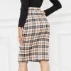 imageByinns Womens 2025 High Waist Pencil Skirt Button Slit Work Skirts Plaid Business Bodycon Midi Skirt Knee LengthKhaki Plaid