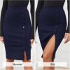 imageByinns Womens 2025 High Waist Pencil Skirt Button Slit Work Skirts Plaid Business Bodycon Midi Skirt Knee LengthNavy Blue