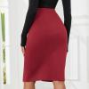 imageByinns Womens 2025 High Waist Pencil Skirt Button Slit Work Skirts Plaid Business Bodycon Midi Skirt Knee LengthRed