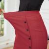 imageByinns Womens 2025 High Waist Pencil Skirt Button Slit Work Skirts Plaid Business Bodycon Midi Skirt Knee LengthRed