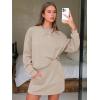 imageEXLURA Women 2 Piece Sets Cotton Tracksuits Workout Set Crewneck Sweatshirt Skort Short Skirt Fall Tennis Sweat Suits PocketsApricot