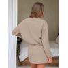 imageEXLURA Women 2 Piece Sets Cotton Tracksuits Workout Set Crewneck Sweatshirt Skort Short Skirt Fall Tennis Sweat Suits PocketsApricot
