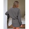 imageEXLURA Women 2 Piece Sets Cotton Tracksuits Workout Set Crewneck Sweatshirt Skort Short Skirt Fall Tennis Sweat Suits PocketsDark Grey