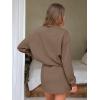 imageEXLURA Women 2 Piece Sets Cotton Tracksuits Workout Set Crewneck Sweatshirt Skort Short Skirt Fall Tennis Sweat Suits PocketsLight Coffee