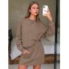 imageEXLURA Women 2 Piece Sets Cotton Tracksuits Workout Set Crewneck Sweatshirt Skort Short Skirt Fall Tennis Sweat Suits PocketsLight Coffee