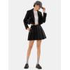 imageEXLURA Womens Long Sleeve Blazer Suit Sets with Pleated Mini Skirt Fall 2 Piece Outfits Trendy Y2K Fashion ClothesBlack