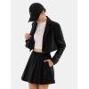 imageEXLURA Womens Long Sleeve Blazer Suit Sets with Pleated Mini Skirt Fall 2 Piece Outfits Trendy Y2K Fashion ClothesBlack