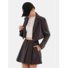 imageEXLURA Womens Long Sleeve Blazer Suit Sets with Pleated Mini Skirt Fall 2 Piece Outfits Trendy Y2K Fashion ClothesDark Grey