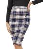 imageByinns Womens 2025 High Waist Pencil Skirt Button Slit Work Skirts Plaid Business Bodycon Midi Skirt Knee LengthBlue Plaid