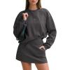 imageEXLURA Women 2 Piece Sets Cotton Tracksuits Workout Set Crewneck Sweatshirt Skort Short Skirt Fall Tennis Sweat Suits PocketsDark Grey