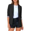 imageEXLURA Women Casual Long Sleeve Leopard Cuff Blazers Open Front Stretchy Knit Blazer Business Work Office Suit Jacket PocketsBlack