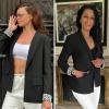 imageEXLURA Women Casual Long Sleeve Leopard Cuff Blazers Open Front Stretchy Knit Blazer Business Work Office Suit Jacket PocketsBlack