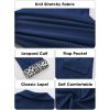 imageEXLURA Women Casual Long Sleeve Leopard Cuff Blazers Open Front Stretchy Knit Blazer Business Work Office Suit Jacket PocketsDark Blue