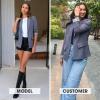 imageEXLURA Women Casual Long Sleeve Leopard Cuff Blazers Open Front Stretchy Knit Blazer Business Work Office Suit Jacket PocketsGrey