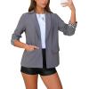 imageEXLURA Women Casual Long Sleeve Leopard Cuff Blazers Open Front Stretchy Knit Blazer Business Work Office Suit Jacket PocketsGrey