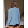 imageEXLURA Women Casual Long Sleeve Leopard Cuff Blazers Open Front Stretchy Knit Blazer Business Work Office Suit Jacket PocketsGrey Blue
