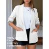 imageEXLURA Women Casual Long Sleeve Leopard Cuff Blazers Open Front Stretchy Knit Blazer Business Work Office Suit Jacket PocketsWhite
