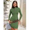 imageEXLURA Womens Fall Long Sleeve Mock Neck Mini Dress Stretchy Slim Fit Sexy Party Club Cocktail Bodycon Dresses Winter 2025Army Green