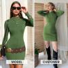 imageEXLURA Womens Fall Long Sleeve Mock Neck Mini Dress Stretchy Slim Fit Sexy Party Club Cocktail Bodycon Dresses Winter 2025Army Green
