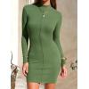 imageEXLURA Womens Fall Long Sleeve Mock Neck Mini Dress Stretchy Slim Fit Sexy Party Club Cocktail Bodycon Dresses Winter 2025Army Green