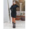 imageEXLURA Womens Fall Long Sleeve Mock Neck Mini Dress Stretchy Slim Fit Sexy Party Club Cocktail Bodycon Dresses Winter 2025Black