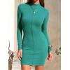 imageEXLURA Womens Fall Long Sleeve Mock Neck Mini Dress Stretchy Slim Fit Sexy Party Club Cocktail Bodycon Dresses Winter 2025Peacock Blue