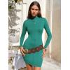 imageEXLURA Womens Fall Long Sleeve Mock Neck Mini Dress Stretchy Slim Fit Sexy Party Club Cocktail Bodycon Dresses Winter 2025Peacock Blue