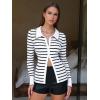 imageEXLURA Womens Fall Striped Cardigan Sweaters Long Sleeve Button Up Polo Collar Sweater Slim Knit Lightweight Trendy Tops 2025White Stripe