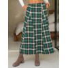 imageEXLURA Womens Flannel Plaid Long Skirts High Waist A Line Flared Pleated Maxi Skirt Dress Casual Vintage Office with PocketsGreen Plaid