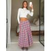 imageEXLURA Womens Flannel Plaid Long Skirts High Waist A Line Flared Pleated Maxi Skirt Dress Casual Vintage Office with PocketsRed Green Plaid