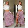 imageEXLURA Womens Flannel Plaid Long Skirts High Waist A Line Flared Pleated Maxi Skirt Dress Casual Vintage Office with PocketsRed Green Plaid