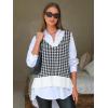 imageEXLURA Womens Oversized Sweater Vest Knit V Neck Tunic Casual Sleeveless Long Pullover Tank Tops Fall Winter Trendy 2025Houndstooth