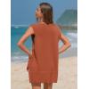 imageEXLURA Womens Oversized Sweater Vest Knit V Neck Tunic Casual Sleeveless Long Pullover Tank Tops Fall Winter Trendy 2025Red Brown