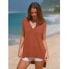 imageEXLURA Womens Oversized Sweater Vest Knit V Neck Tunic Casual Sleeveless Long Pullover Tank Tops Fall Winter Trendy 2025Red Brown