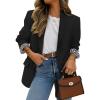 imageEXLURA Women Casual Long Sleeve Leopard Cuff Blazers Open Front Stretchy Knit Blazer Business Work Office Suit Jacket PocketsBlack