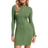 imageEXLURA Womens Fall Long Sleeve Mock Neck Mini Dress Stretchy Slim Fit Sexy Party Club Cocktail Bodycon Dresses Winter 2025Army Green