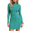 imageEXLURA Womens Fall Long Sleeve Mock Neck Mini Dress Stretchy Slim Fit Sexy Party Club Cocktail Bodycon Dresses Winter 2025Peacock Blue