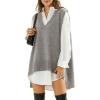 imageEXLURA Womens Oversized Sweater Vest Knit V Neck Tunic Casual Sleeveless Long Pullover Tank Tops Fall Winter Trendy 2025Grey