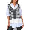 imageEXLURA Womens Oversized Sweater Vest Knit V Neck Tunic Casual Sleeveless Long Pullover Tank Tops Fall Winter Trendy 2025Houndstooth