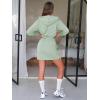 imageEXLURA Women 2 Piece Sets Cotton Sweatsuits Fall Hooded Sweatshirt Cargo Skort Skirt Stretchy Tracksuit Casual Tennis PocketsGrey Green
