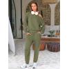 imageEXLURA Womens 2 Piece Cold Shoulder Tracksuit Long Sleeve Cotton Jogger Pants Sweatsuit 2025Amry Green