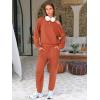 imageEXLURA Womens 2 Piece Cold Shoulder Tracksuit Long Sleeve Cotton Jogger Pants Sweatsuit 2025Caramel