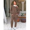 imageEXLURA Womens 2 Piece Cold Shoulder Tracksuit Long Sleeve Cotton Jogger Pants Sweatsuit 2025Dark Brown