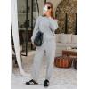 imageEXLURA Womens 2 Piece Cold Shoulder Tracksuit Long Sleeve Cotton Jogger Pants Sweatsuit 2025Grey