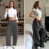 imageEXLURA Womens Barrel Sweatpants Fleece Lined Baggy Drawstring Pants Fall Winter Outfits Athletic Joggers with Pockets 2025Dark Grey
