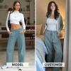 imageEXLURA Womens Barrel Sweatpants Fleece Lined Baggy Drawstring Pants Fall Winter Outfits Athletic Joggers with Pockets 2025Grey Blue